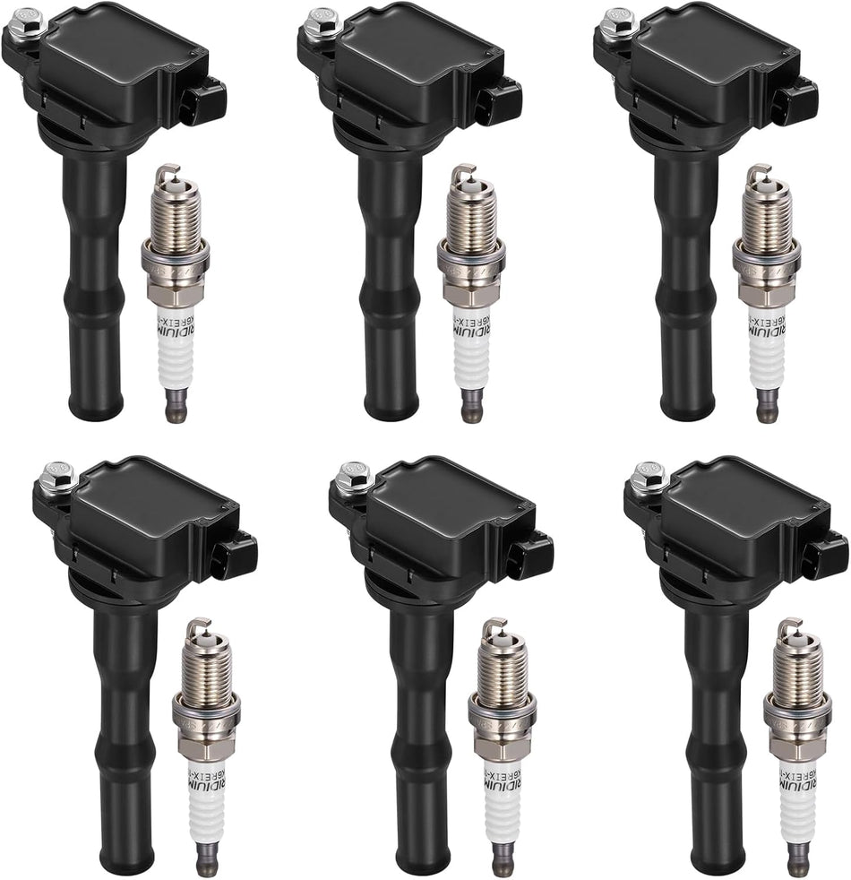 BDFHYK 6 Ignition Coil Pack UF204 and 6 Iridium Spark Plug 2756 Compatible with Lexus 1994-1995 ES300,Compatible with Toyota 1995 Avalon,1994-1995 Camry 3.0L V6 Coil for 5C1192 5C1292 C786 GN10694