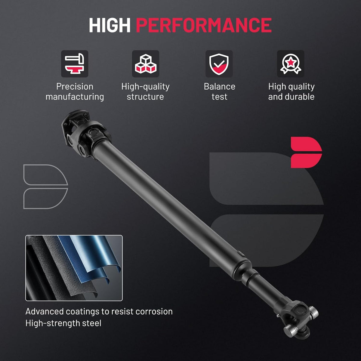 Front propeller shaft replacement for listed Ford 7.3L V8 4WD automatic applications