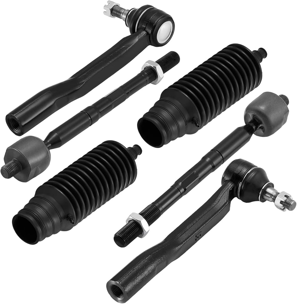 BDFHYK 6pcs Front Inner & Outer Tie Rod Ends Kit w/Tie Rod Boot Compatible with Toyota Sienna 2004-2010 Replacement for ES80626 ES80627 EV80893