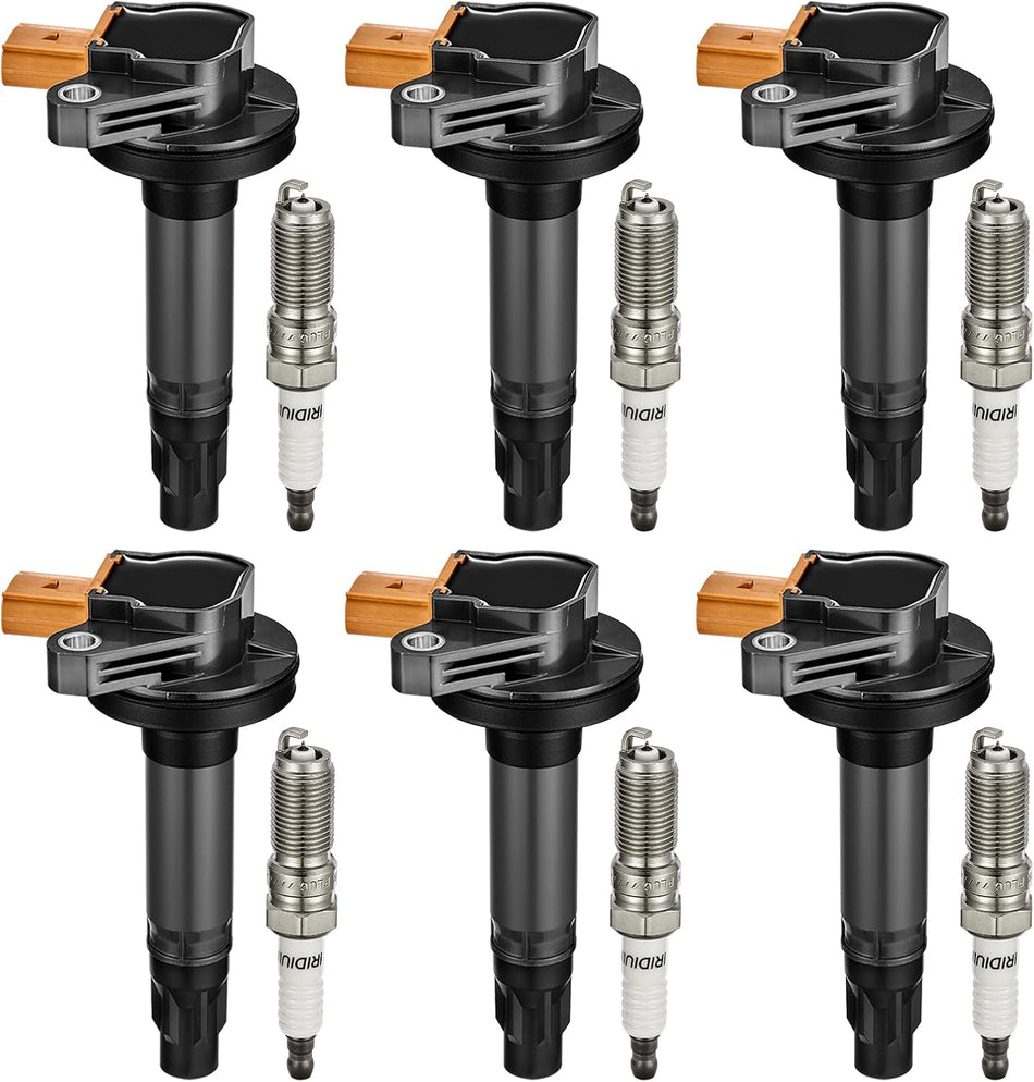 BDFHYK Ignition Coils UF646 and Iridium Spark Plug SP534 Compatible with Lincoln MKS MKT Navigator F-150 Transit-150 250 350 HD Flex Explorer Taurus V6 3.5L Replaces DG549 C1814 NP6134 Set of 6
