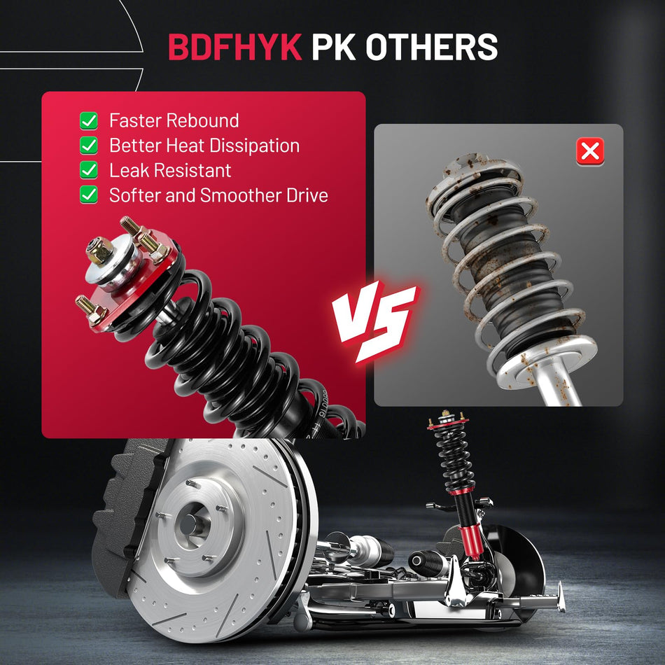 BDFHYK Full Coilovers Kit for Lexus IS200 / IS300 (1999-2005), Height Adjustable Performance Suspension Struts Shocks Assembly, Lowering Kit (Set of 4), Red