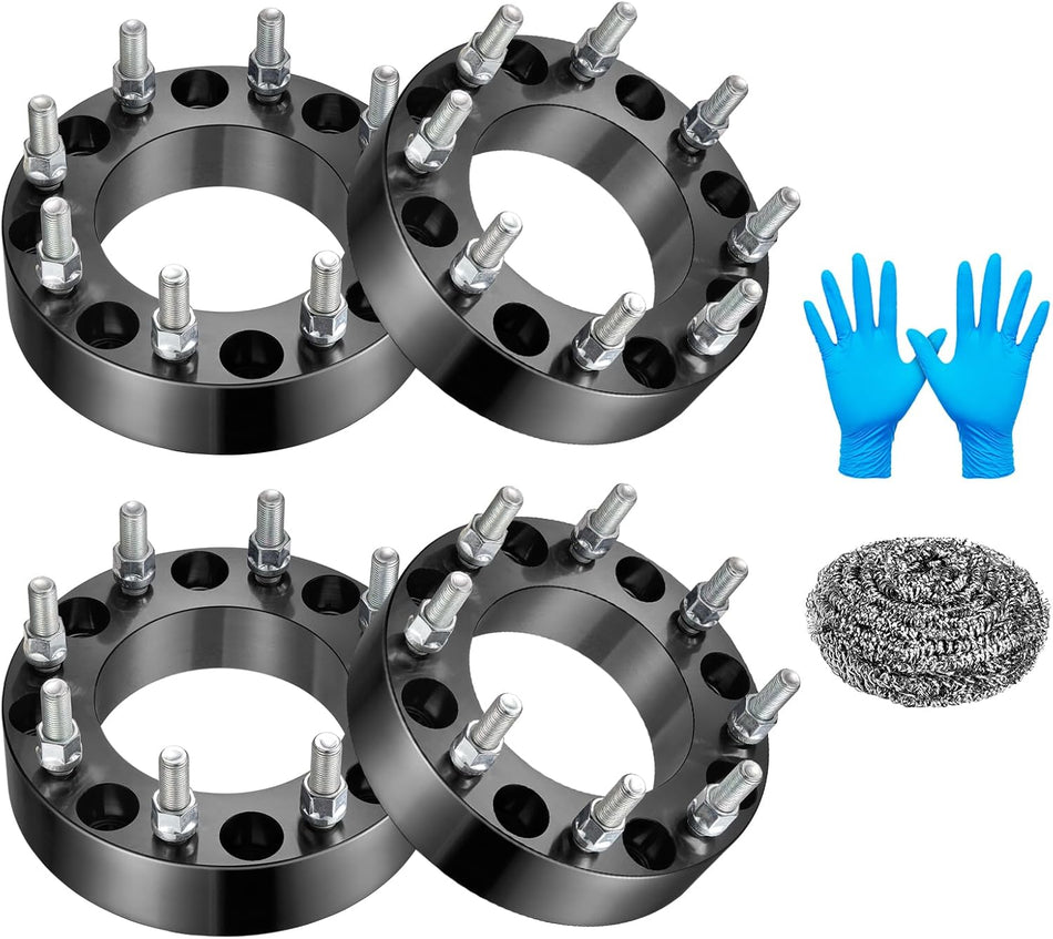 BDFHYK Wheel Spacers Compatible with Chevy GMC Truck for Silverado 2500 3500 HD Sierra 2500 3500 HD, Thickness 2" (50mm), Forged 8 Lug M14x1.5 & 125mm Hub Bore, 8x7 (8x180mm) Spacers, No Lip