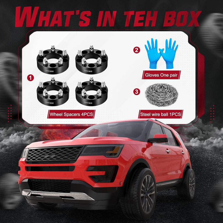 BDFHYK 5x114.3 Wheel Spacers 1.5 Inch / 2 Inch for Ford Explorer Ranger Edge Lincoln Aviator Mercury Jeep Cherokee, 1/2-20 Studs, 82.5mm Hub Bore, Set of 4