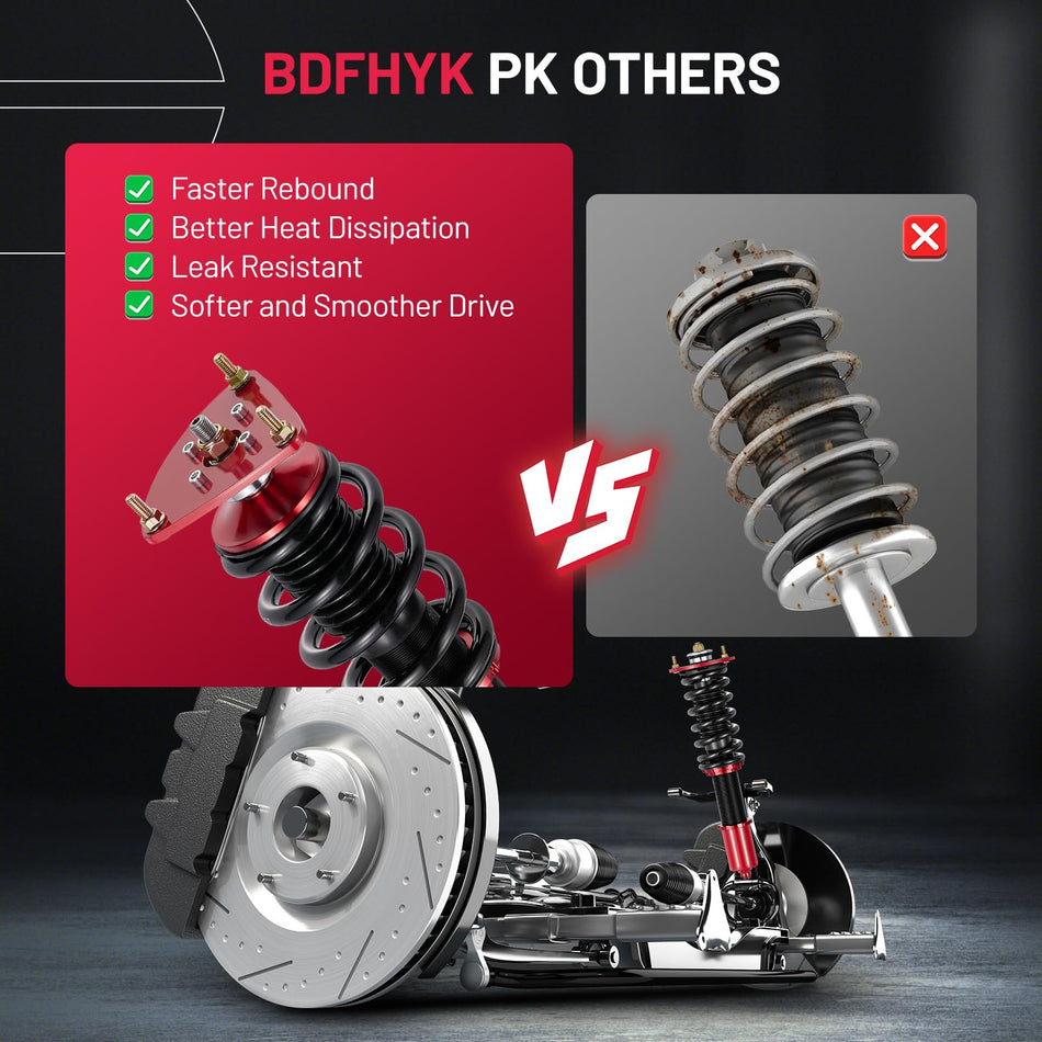 BDFHYK Performance Coilovers for 2004-2013 Mazda 3 | Height Adjustable Lowering Struts Assembly (4PCS) - Red