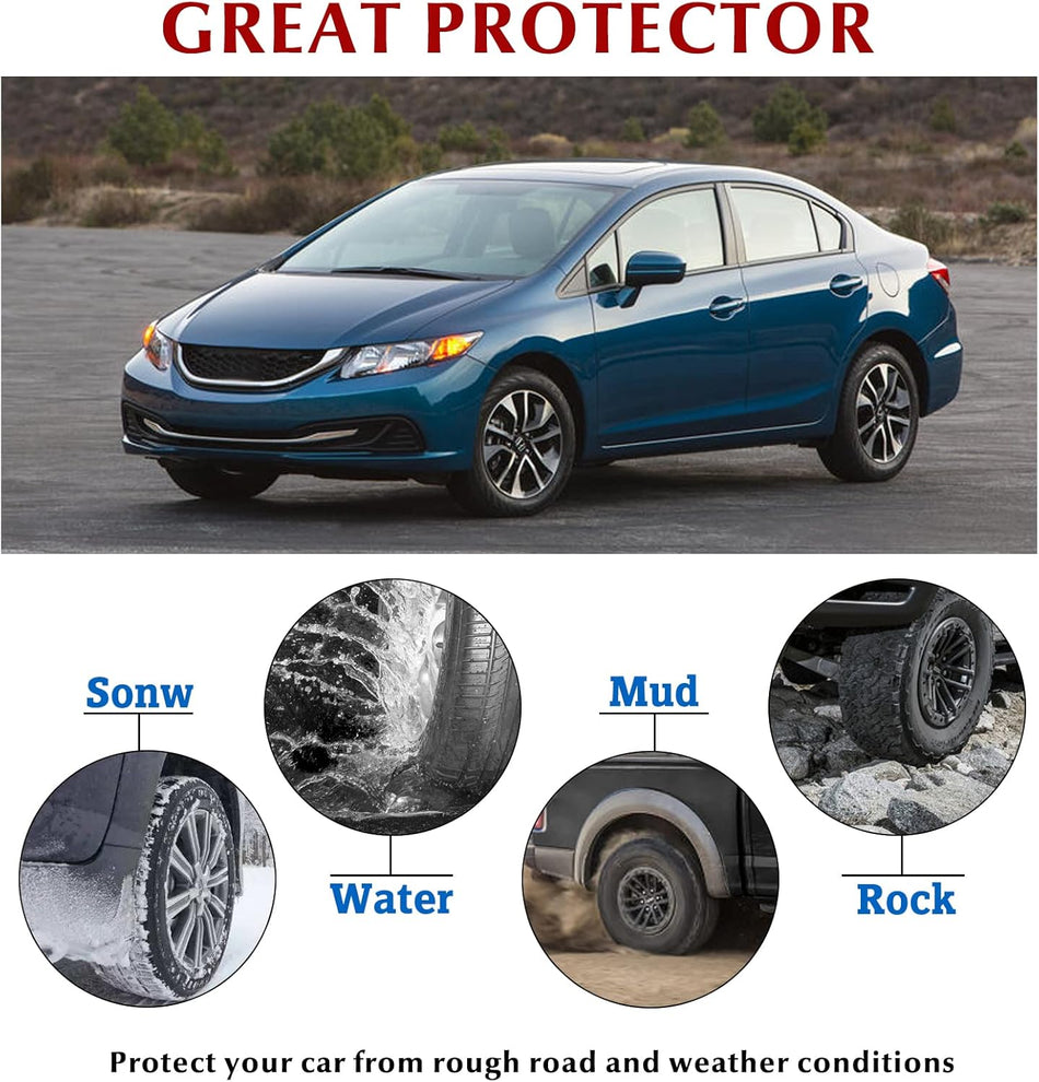 Mud Flaps for Honda Civic 2012–2015 Sedan, Front & Rear 4PCS, With Fender Flares
