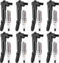 BDFHYK Ignition Coil Pack UF834 and Iridium Spark Plugs 6509 Fits Ford F-250 F-350 E-350 E-450 Super Duty 2018-2020 6.2L V8, Set of 8