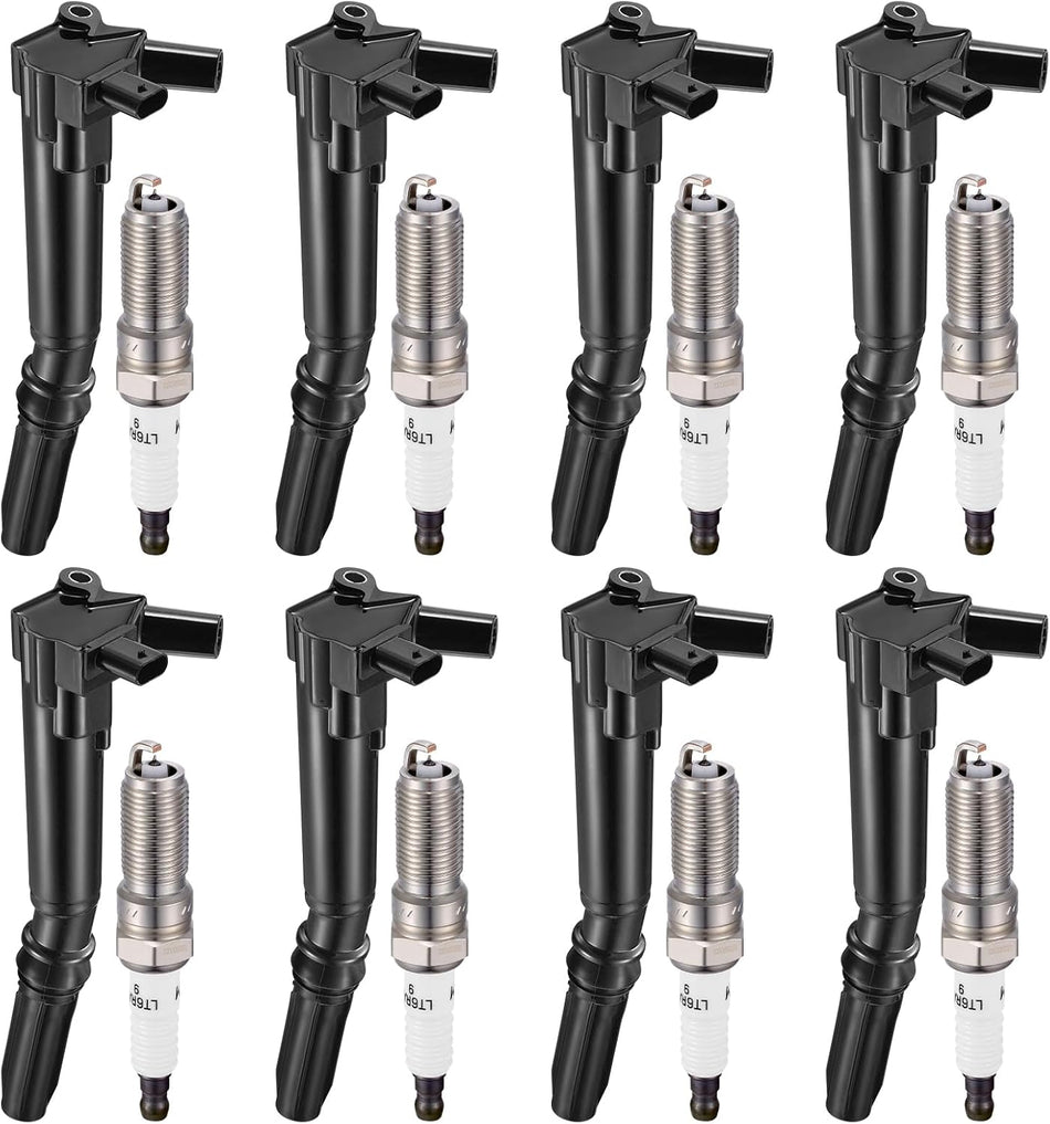 BDFHYK 8 Ignition Coil Pack UF834 and 8 Iridium Spark Plug 6509 Compatible with F250 F350 E350 E450 Super Duty V8 6.2L 2018 2019 2020 Coil for UF865 HL3Z12029B HL3Z12029C HL3E12029BA
