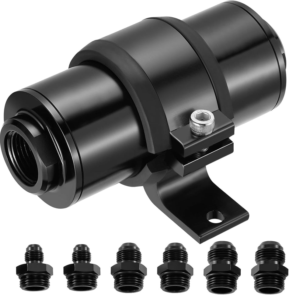 BDFHYK 10 Micron Inline Fuel Filter with Bracket Clamp and 6AN 8AN 10AN Adapter, 50MM Aluminum for EFI Fuel System, LS Exchange