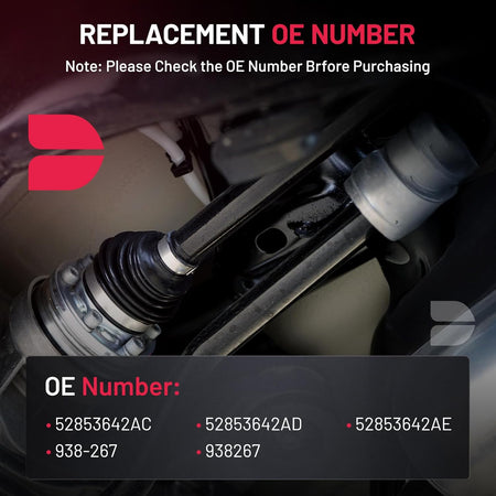 Complete front driveshaft product image for 938-267 application