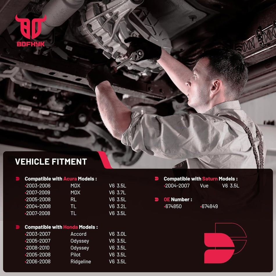 BDFHYK 2-PC Front And Rear Exhaust Manifold Catalytic Converter with Gasket Kit Compatible with Acura MDX 03-09, Compatible with Hocnda Accord 03-07, V6 3.0L 3.2L, EPA Compliant, Replace 674850