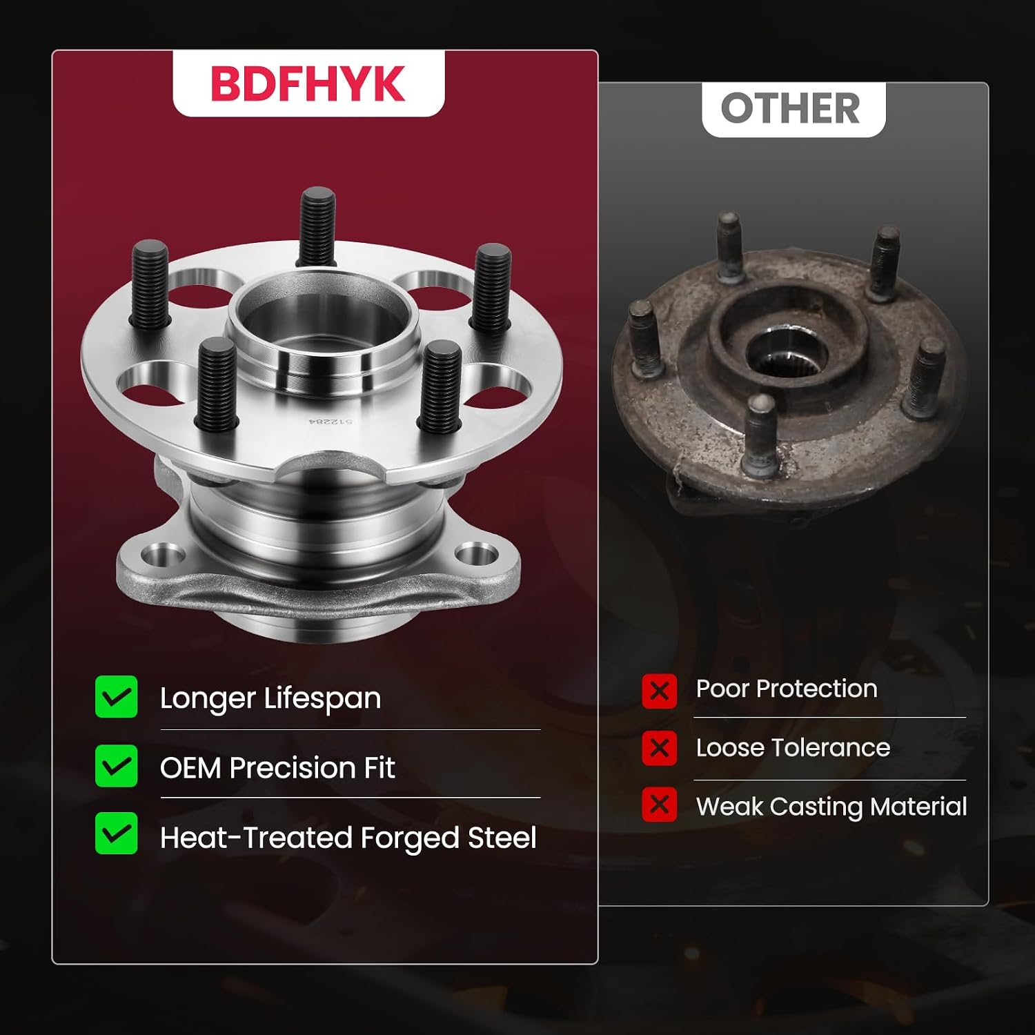 OE-style 512284 rear wheel hub bearing assembly replacing 424100E020 HA590338 WE60979 VKBA6963