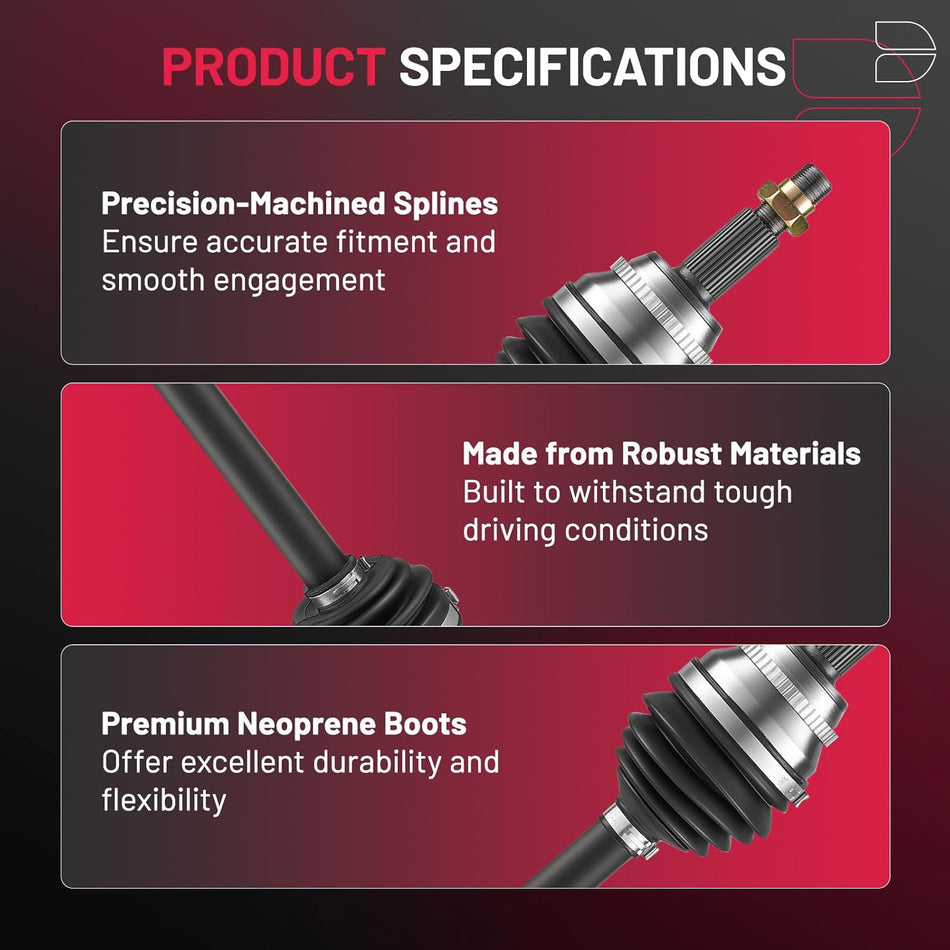 BDFHYK 2PCS NCV69607 NCV69608 CV Axle Shaft Assembly Front Left+Right Compatible with Compatible with Toyota Sienna 2004-2010