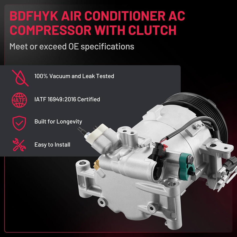 Honda Civic 2016-2021 A/C Compressor with Clutch – Quiet R134a Direct Fit Replacement
