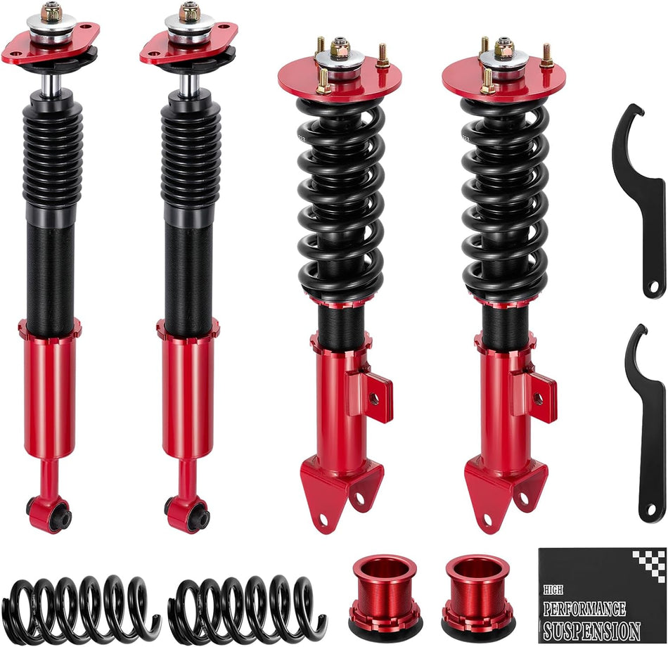 BDFHYK Coilovers Compatible with 2006-2010 Chrysler 300/ Dodge Challenger Charger Shock Absorber Replacement 4 PCS, Adjustable Height Coilovers Suspension Kit Lowering Kit, Red