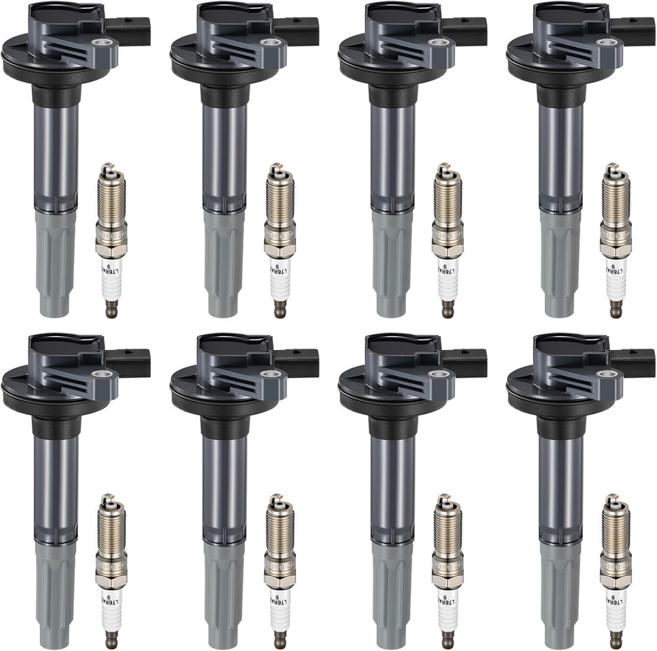 BDFHYK Ignition Coil Pack UF622 and Iridium Spark Plugs SP548 Compatible with 2011-2016 F-150 2011-2015 Mustang 5.0L V8 DG542 BR3Z12029A 522197 LTR6AHX 91276,Set of 8