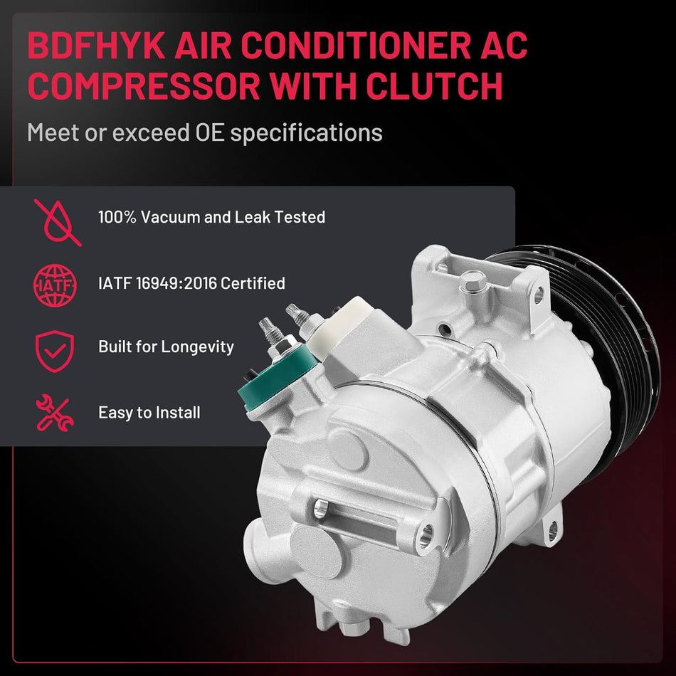 BDFHYK A/C Compressor with Clutch For Dodge Journey 2009-2020, Avenger 2008-2011&2013-2014, Chrysler 200 2011-2014, Sebring 2007-2010 2.4L