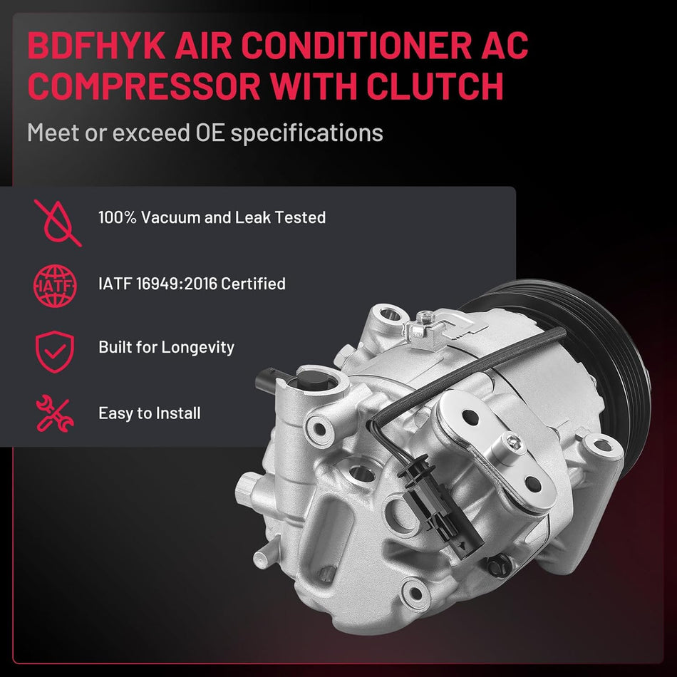 BDFHYK 158271 A/C Compressor For Chevy Cruze 2012-2016 L4 1.4L, Cruze Limited 2016 L4 1.4L