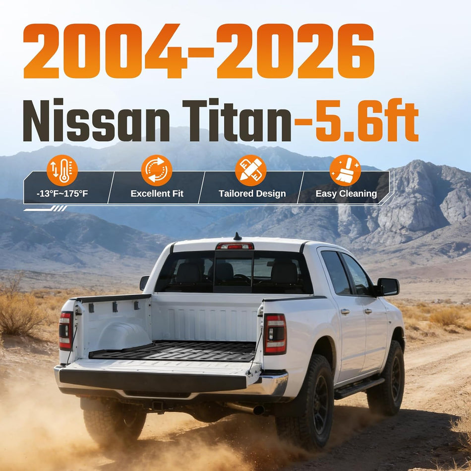 2004-2026 Nissan Titan TPE truck bed liner installed in pickup bed