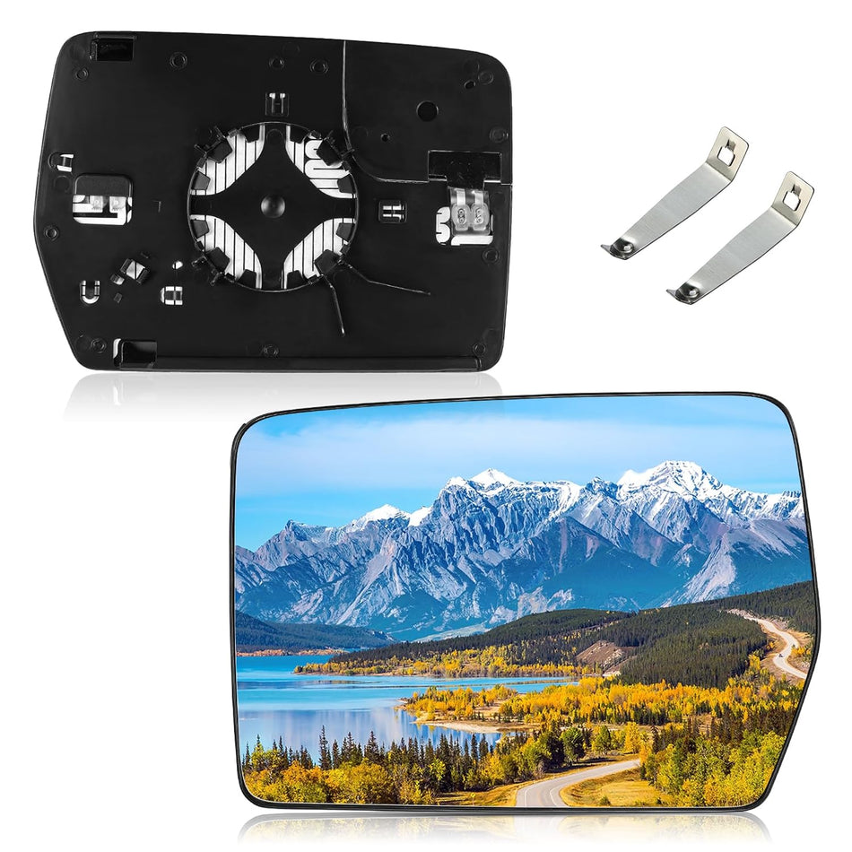 BDFHYK Mirror Glass Compatible with F150 2004-2014 Side View Exterior Mirror Glass with Backing Plate, Replaces 4L3Z-17K707-DB, 4L3Z17K707DB, Heated (Left Side)