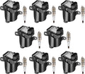 BDFHYK 8 Ignition Coil UF262 and 8 Spark Plug 3186 for GMC Sierra, Savana, Yukon, Envoy; Chevrolet Silverado, Suburban