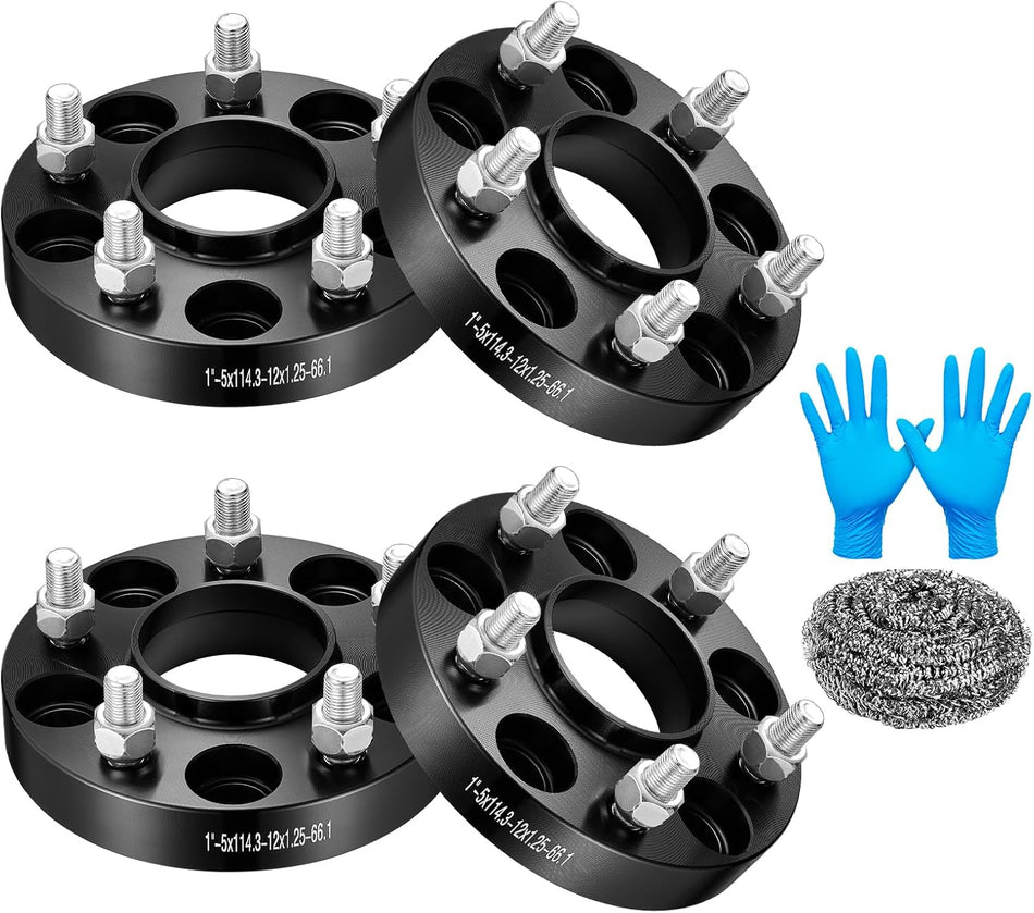 BDFHYK 5x114.3mm Wheel Spacers 1 inch Wheel Adapters Compatible with Nissan 350Z 370Z Infiniti FX35 G35 G37, Forged 5 Lug Wheel Adapters M12x1.25 & 66.1 mm Hub Bore, Set of 4, Not Hubcentric
