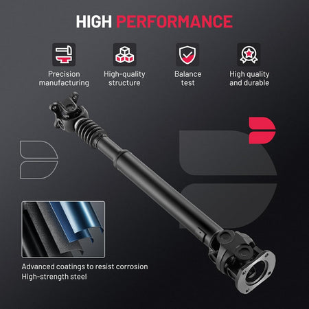 Steel front driveshaft assembly for listed Ram 2500 3500 4WD automatic applications