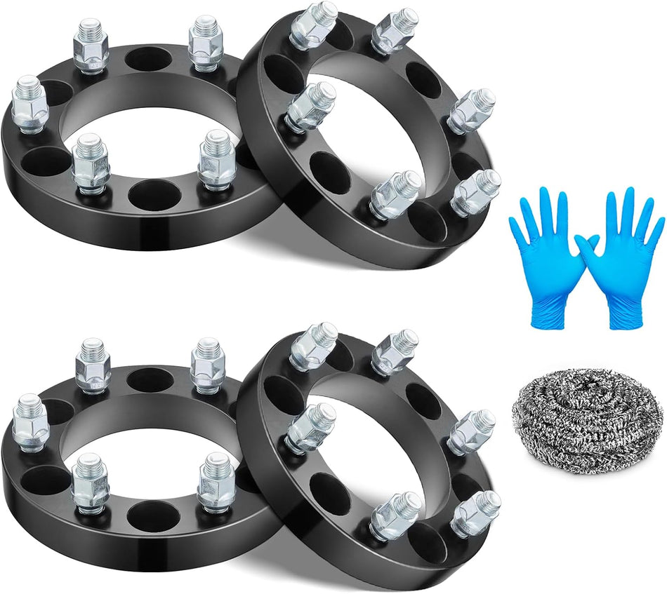 BDFHYK Wheel Spacers Compatible with Chevy Suburban Silverado Tahoe GMC Sierra 1500 Yukon K1500, Thickness 1" Spacers 6x5.5 (6x139.7mm), 6 Lug M14x1.5 Studs & 108mm Hub Bore, Set of 4 No Lip