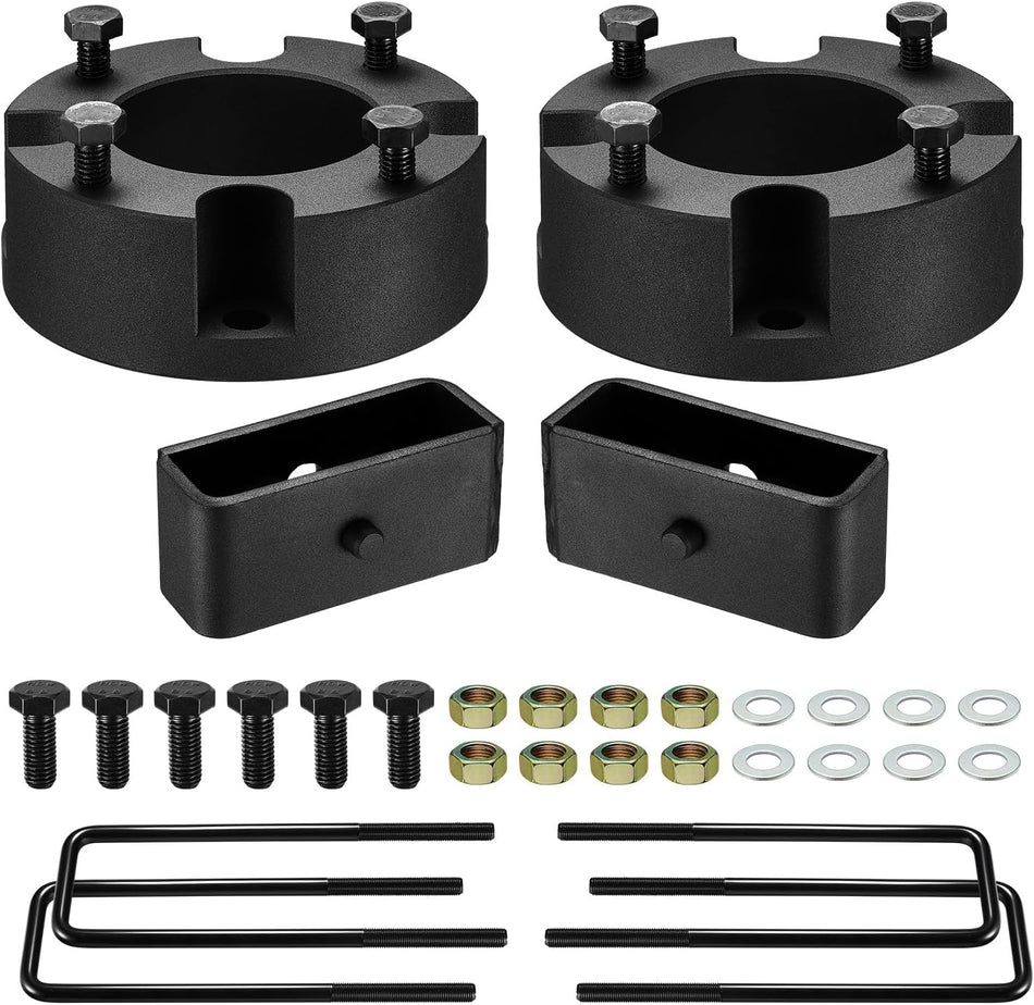 BDFHYK Leveling Lift Kits Compatible with Toyota Tundra, 3" Front and 2" Rear Leveling Lift Kit for 2007-2021 Tundra 2WD 4WD, 6061 T6 Aluminum Billet Strut Spacers
