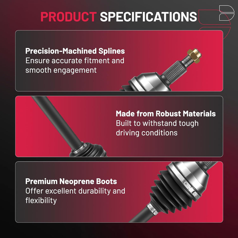 BDFHYK 2PCS NCV12501/NCV12505 CV Axle Shaft Assembly Front Left+Right Compatible with Chrysler Town & Country, Dodge Grand Caravan, Ram C/V, Volkswagen Routan