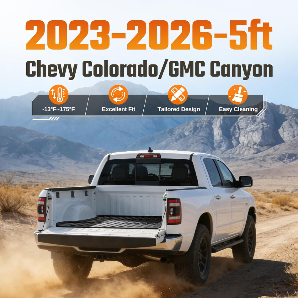 2023-2026 Chevy Colorado GMC Canyon 5FT Bed Truck Bed Mat, TPE Cargo Liner | BDFHYK