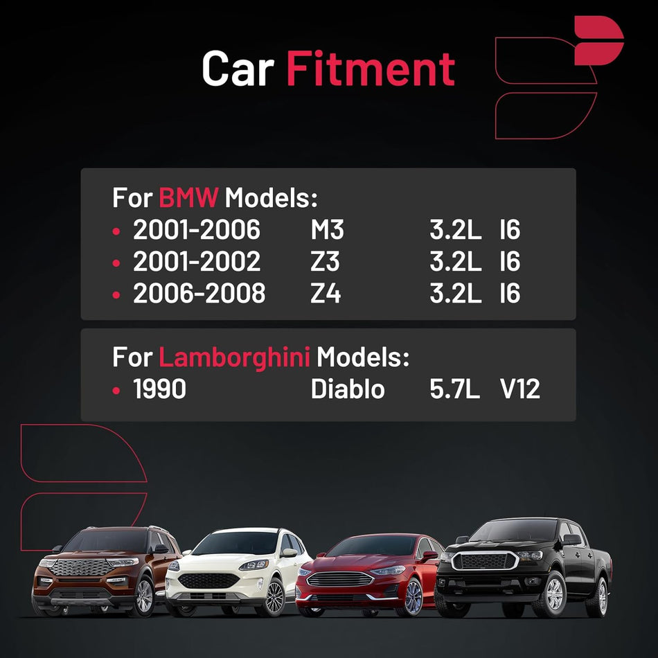 BDFHYK 4339 Iridium Spark Plugs Compatible with Lamborghini Diablo 1990, for BMW Z3 2001-2002, Z4 2006-2008, M3 2001-2006, 3.2L 5.7L L6 V12 Replacement for DCPR8E Set of 4