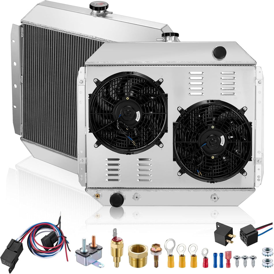 BDFHYK 3ROW-44mm CU433 Aluminum Radiator Compatible with for Ford Bronco 1968-1979,F-100 1968-1979,F-150 1975-1979,F-250 1968-1979,F-350 1975-1979,F-500 1976