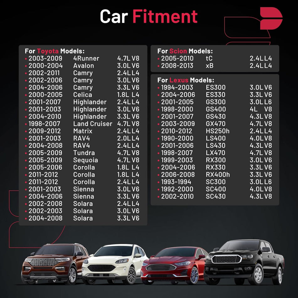 BDFHYK Set of 4 Iridium Spark Plug Compatible with Toyota Camry RAV4 Corolla Highlander Matrix,Compatible with Lexus HS250h, tC xB, Miata,Vibe 1.8L 2.7L L4 Replacement for 3297 4589 XP3923 IFR6T11