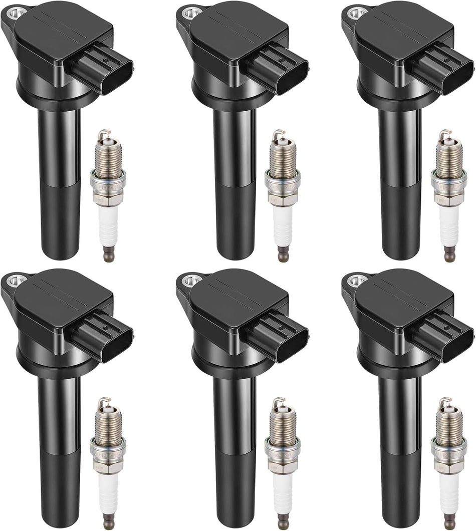 BDFHYK 6 Ignition Coil Pack UF481 and 6 Iridium Spark Plug 7092 Compatible with Mitsubishi Endeavor Galant V6 3.8L 2004 2005 2006 2007 2008 Coil for 49014 B167 C-767 GN10358 U5303 MN187373 MR984160