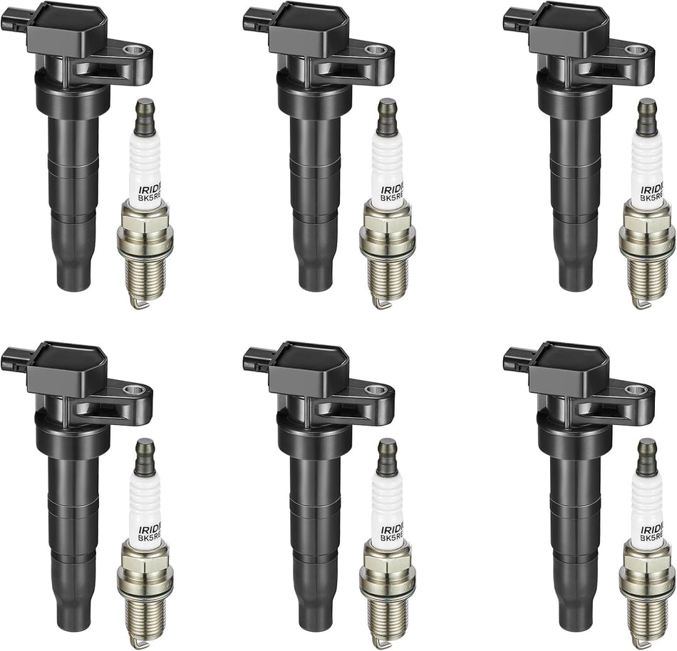 BDFHYK Ignition Coil Pack UF-546 and Iridium Spark Plugs 7090 Compatible with Hyundai Azera Entourage Sonata Veracruz Kia Amanti Optima Rondo Sedona Sorento 2.4L 4.3L 4.5L 4.8L L4 V6 IC626,Sets of 6