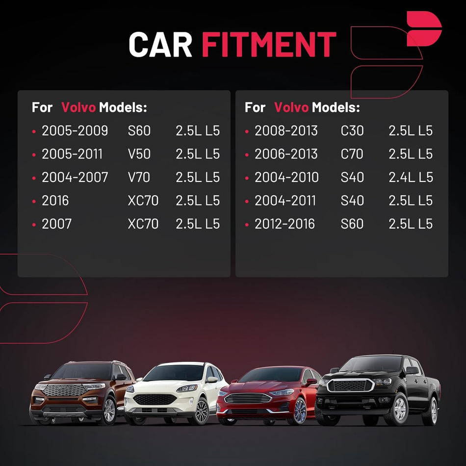 BDFHYK Ignition Coil Pack UF517 and Iridium Spark Plugs AP5325 Compatible with Volvo C30 C70 S40 S60 V50 V70 XC70 2.4L 2.5L L5 C1721 307134170 SKIC178 GN10331 COP345 Sets of 5