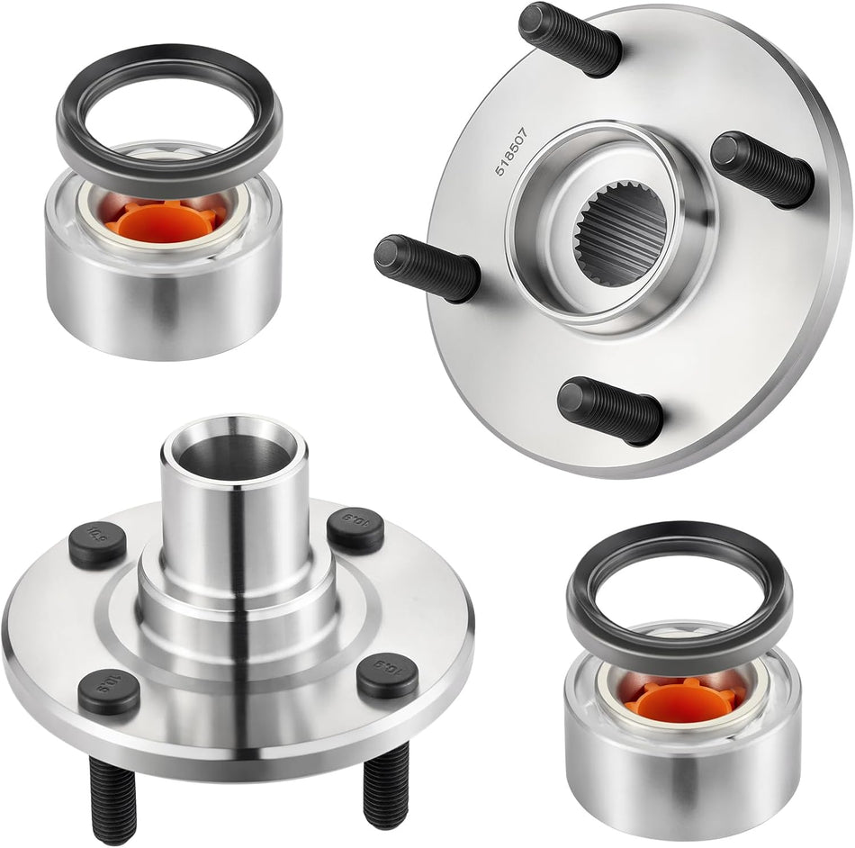 BDFHYK 518507 2PCS Front Wheel Bearing and Hub Assembly 4 Lugs Compatible with Chevy Prizm 1998-2002, Compatible with Toyota Corolla 1993-2002, Compatible with Geo Prizm 1993-1997 Non-ABS