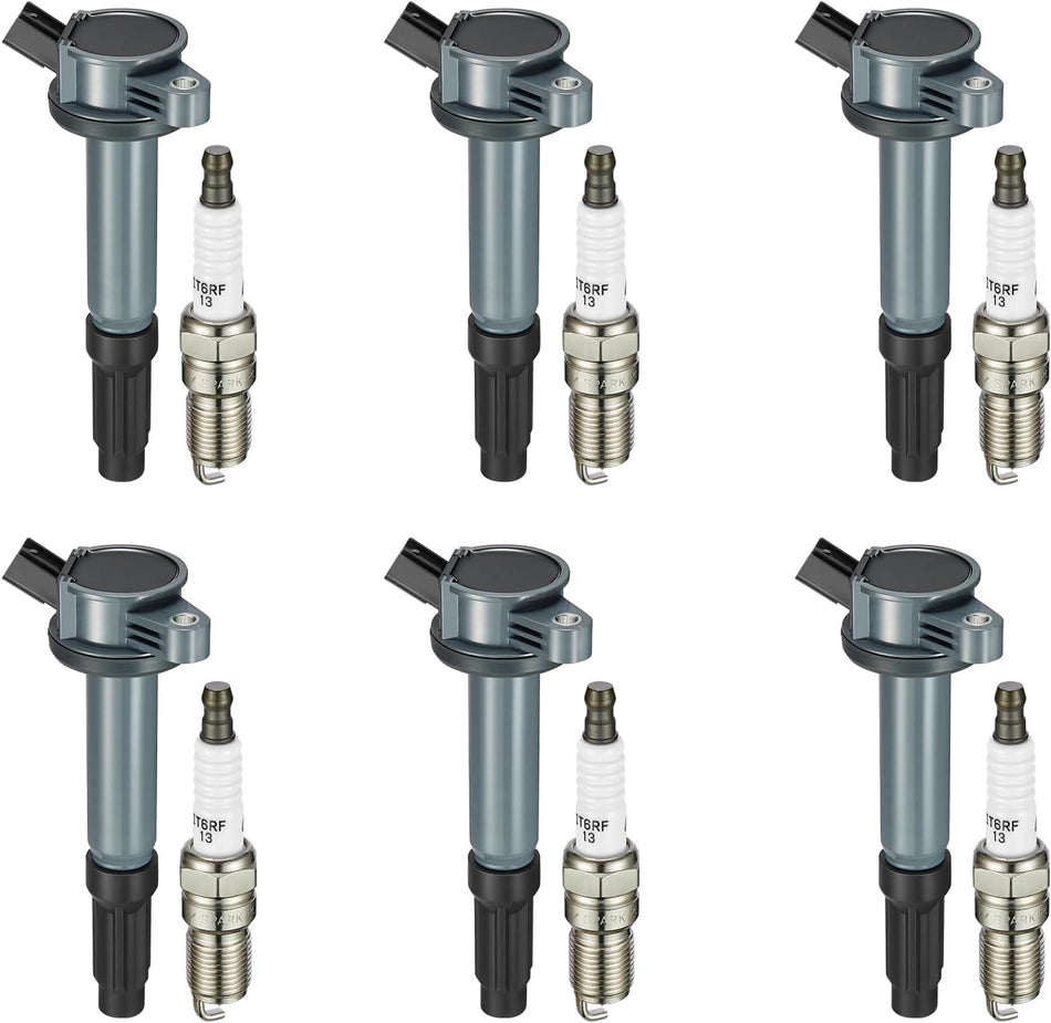 BDFHYK Ignition Coil Pack UF486 and Iridium Spark Plugs XP104 Compatible with Lincoln Zephyr,Compatible with Mercury Milan, Tribute, Fusion 3.0L V6 IGC0158 5C1651 DG514 SP433,Sets of 6