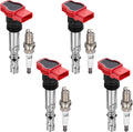 BDFHYK Ignition Coil UF483 and Iridium Spark Plug 7092 Fits For Audi A4/A6 Quattro 2002-2004, 3.0L L6,Sets of 4