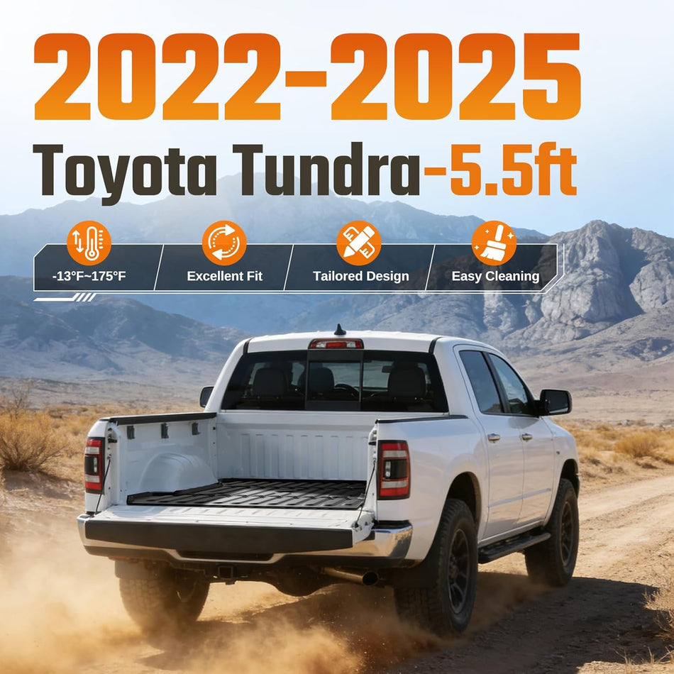 2022-2026 Toyota Tundra CrewMax 5.5FT Bed Truck Bed Mat, Custom Fit TPE Bed Liner | BDFHYK