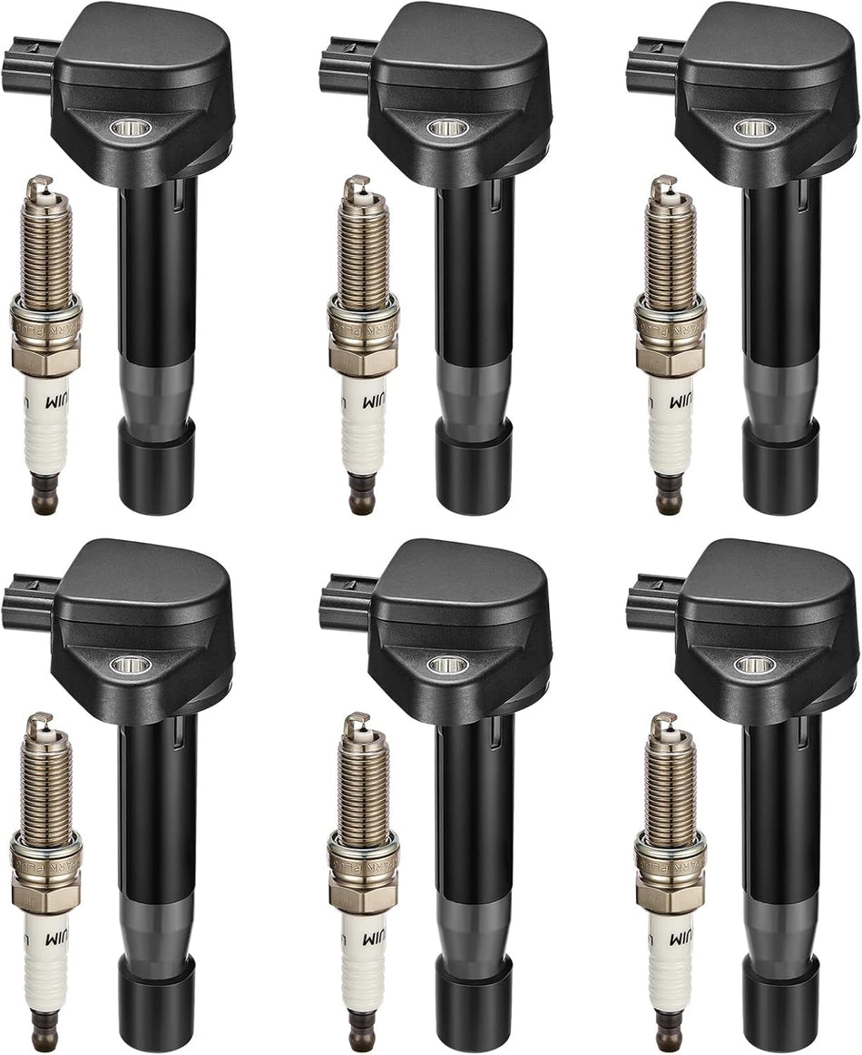 BDFHYK Ignition Coils UF603 and Iridium Spark Plug 97390 Compatible with Honda Accord Odyssey Ridgeline Pilot Acura RL TL TSX ZDX RDX V6 3.5L 3.7L Replaces UF624 5C1722 IC727 C1665 Set of 6
