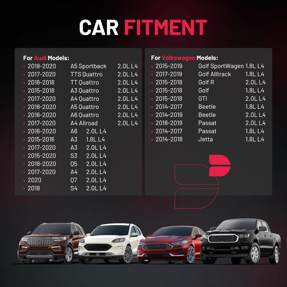 BDFHYK Ignition Coil Pack UF716 and Iridium Spark Plugs LFER7BHX Compatible with Audi A3 A4 A5 A6 Q5 Q7 S3 S4 TT Volkswagen Beetle Golf Passat Jetta 1.8L 2.0L L4 UF752 06K905601B Sets of 4