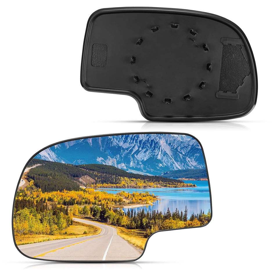 BDFHYK Mirror Glass Compatible with Silverado Suburban Tahoe Sierra Yukon 1500 Escalade, Side View Exterior Mirror with Backing Plate (Left Side)