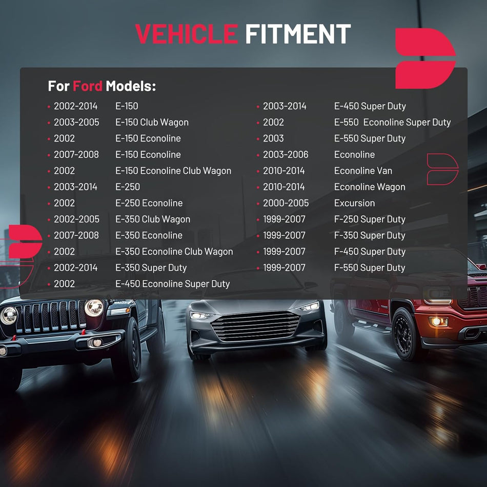 BDFHYK Mirror Glass Replacement Compatible With Ford Econoline 2002-2014, E-Series 2002-2014, F-250/350/450/550 Super Duty 1999-2007, Side Exterior Mirror Glass (Left Upper Side)