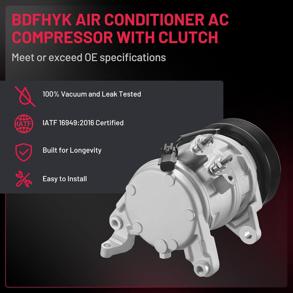 BDFHYK A/C Compressor 77398 For Dodge Ram 1500/2500/ 3500 2003-2008, Ram 4000 2005-2008 V8 5.7L, 03 Ram 2500 V8 4.7L