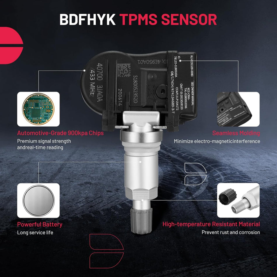 BDFHYK 433MHz TPMS Sensor for Infiniti Q50/Q60 2013-2019, Nissan Pathfinder/370Z/Juke/Leaf - OE407003JA0B