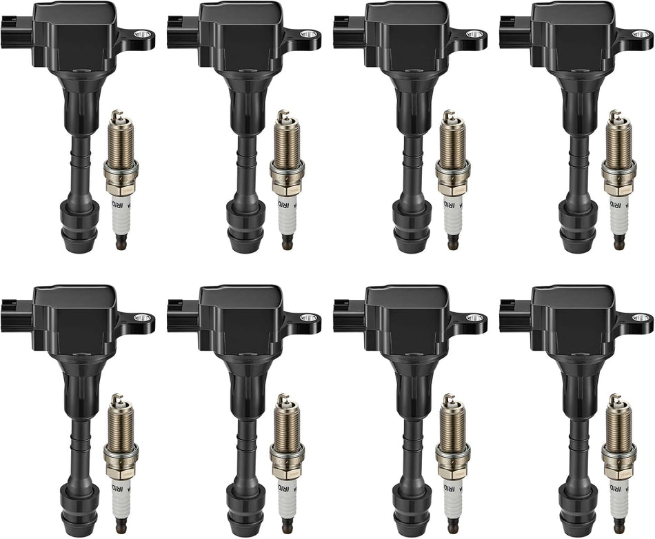 BDFHYK Ignition Coils UF510 and Iridium Spark Plug 6240 Compatible with INFINITI QX56 Nissan Pathfinder Armada TITAN V8 5.6L Replaces C741 E1010 CUF510 C1483 52-1802 IC590 C1483 PLFR5A-11 Set of 8
