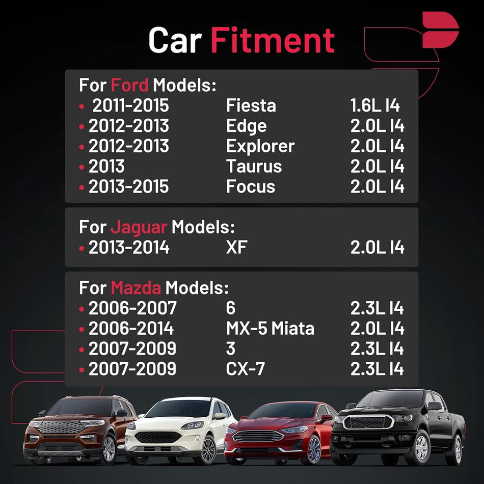BDFHYK Set of 4 Iridium Spark Plug Compatible with Jaguar XF,Compatible with Mazda 3 MX-5 Miata 6 CX-7,Fiesta Focus Edge Explorer Taurus,1.6L 2.0L 2.3L L4 Engine Replacement for 6509 LTR6IX-11 XP5263