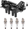 BDFHYK 1 Ignition Coil UF424 and 4 Iridium Spark Plug 7090 for Hyundai Accent 2001-2005 1.6L L4