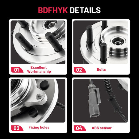 BDFHYK 515177 front wheel bearing replacement part with ABS sensor and alloy steel hub design